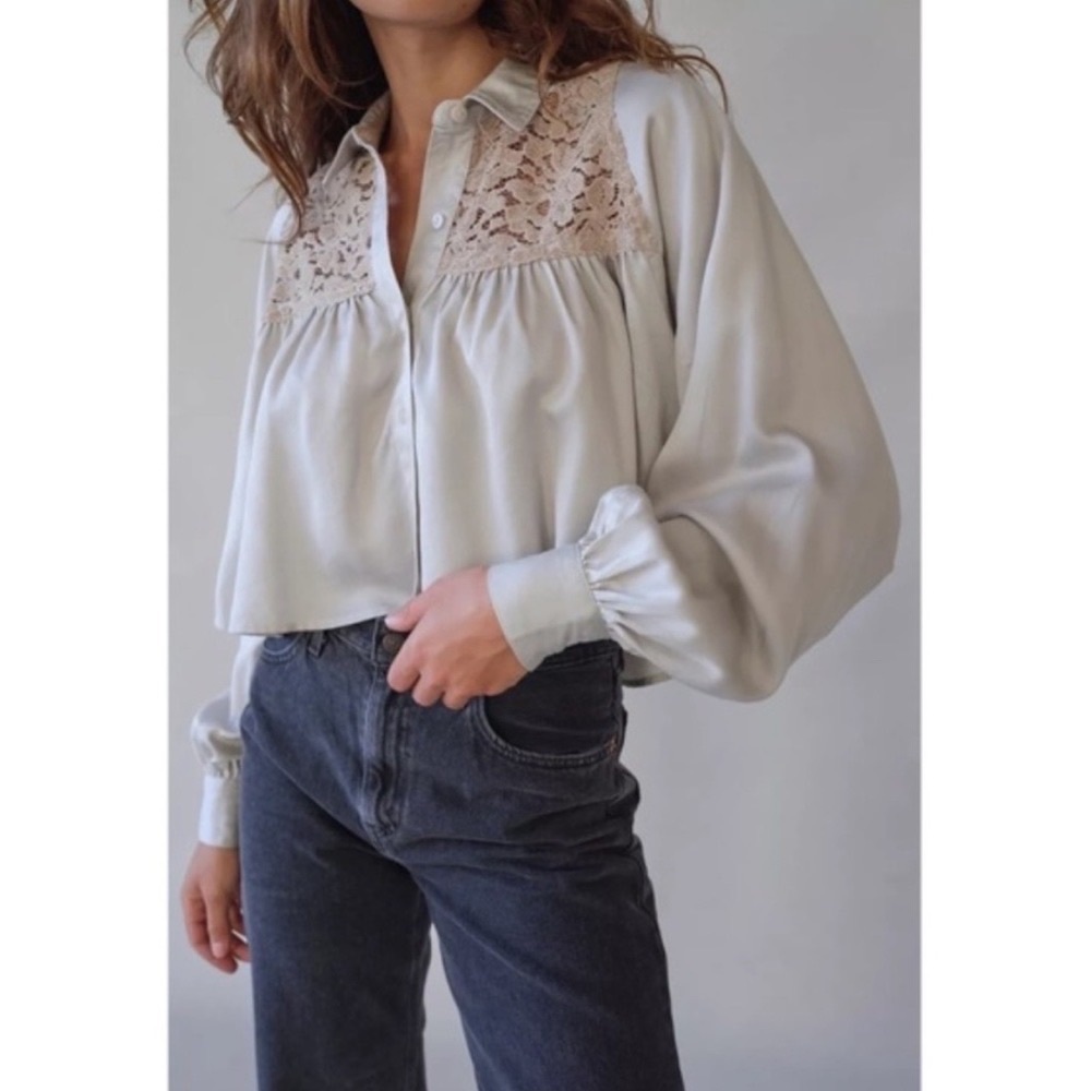 NWT Urban Outfitters Callie Chenille Button Up Lacey Blouse